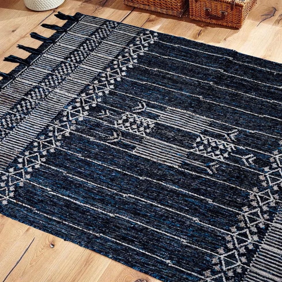 Denim kilim matta i graderad stil