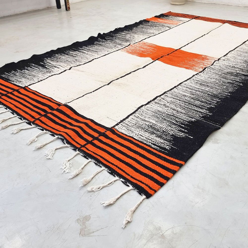 Orange och svart Kilim Flatweave-matta Orange och svart Kilim Flatweave-matta