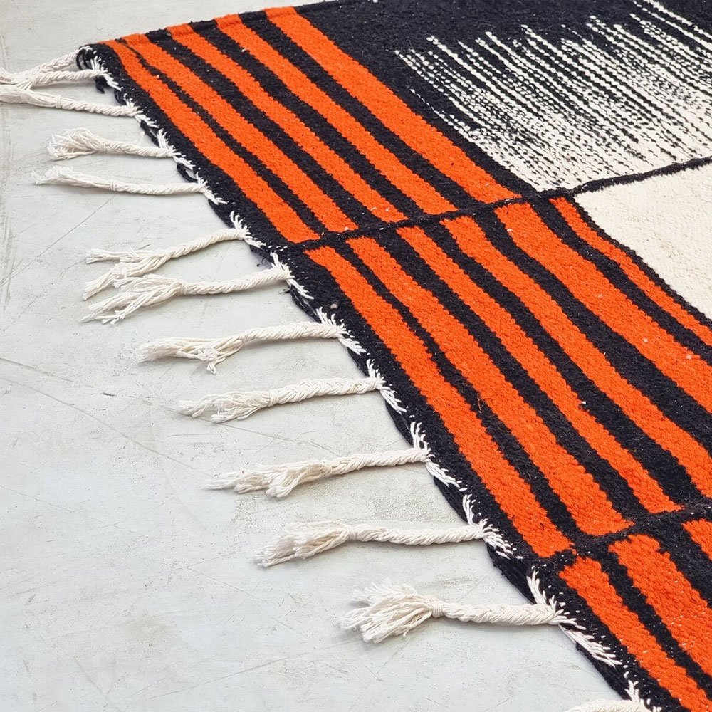 Orange och svart Kilim Flatweave-matta Orange och svart Kilim Flatweave-matta