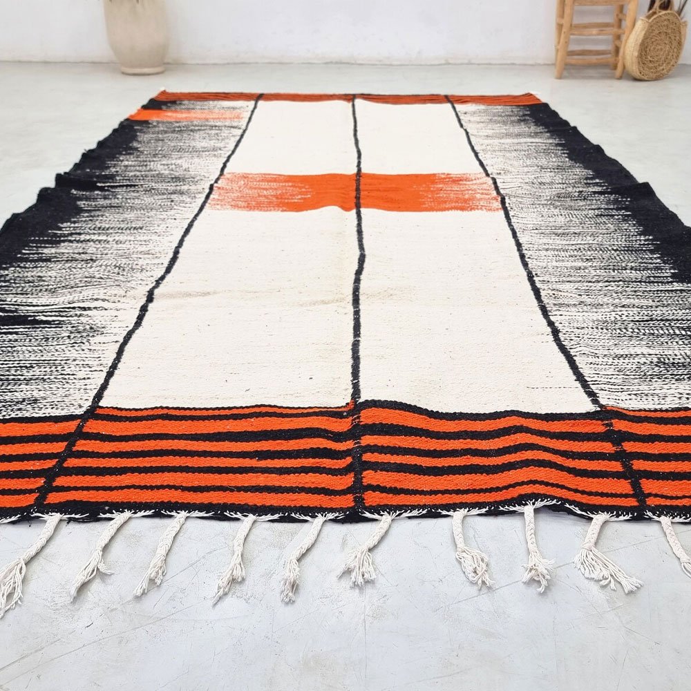 Orange och svart Kilim Flatweave-matta Orange och svart Kilim Flatweave-matta