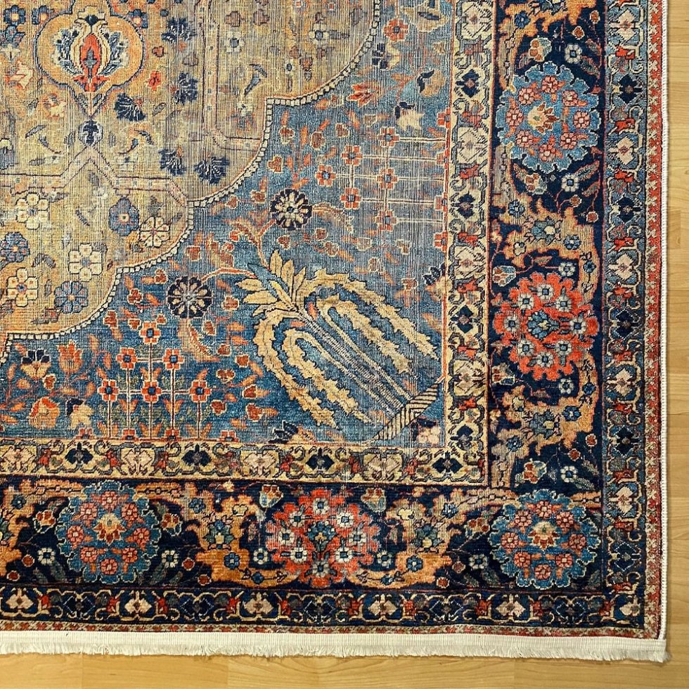 Orientalisk tvättbar matta i kelimstil