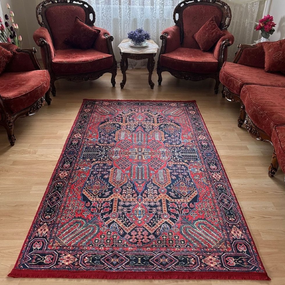 Tryckt orientalisk matta kilim stil