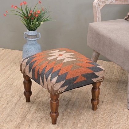 Geometriskt mönster kilim fotpall ottoman