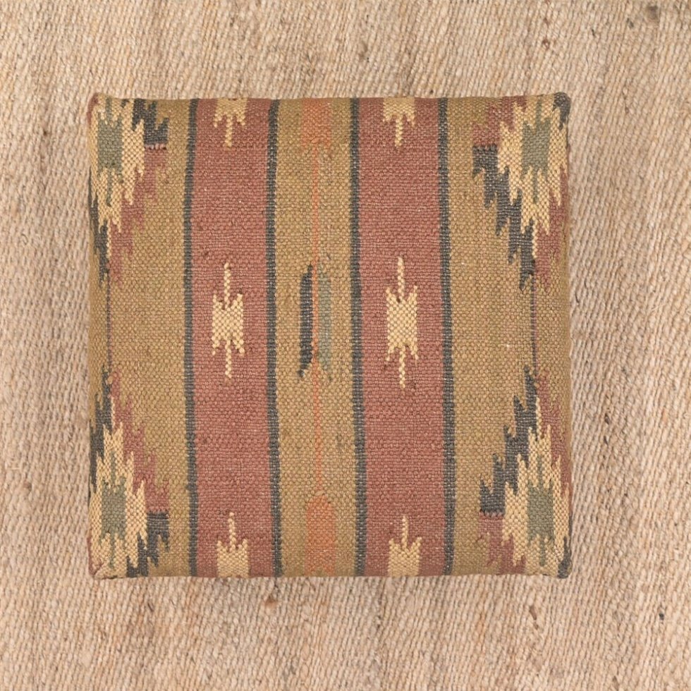 Grön fyrkantig kilim ottoman pall