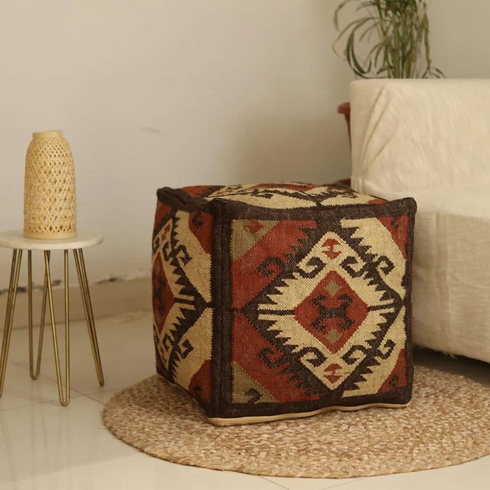 Handgjord kilim puff ottoman