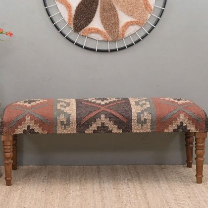 Orientalisk ull jute kilim ottoman bänk