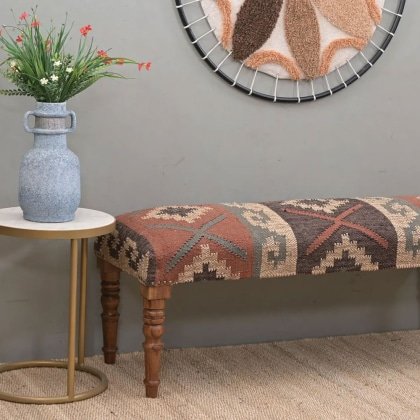 Orientalisk ull jute kilim ottoman bänk