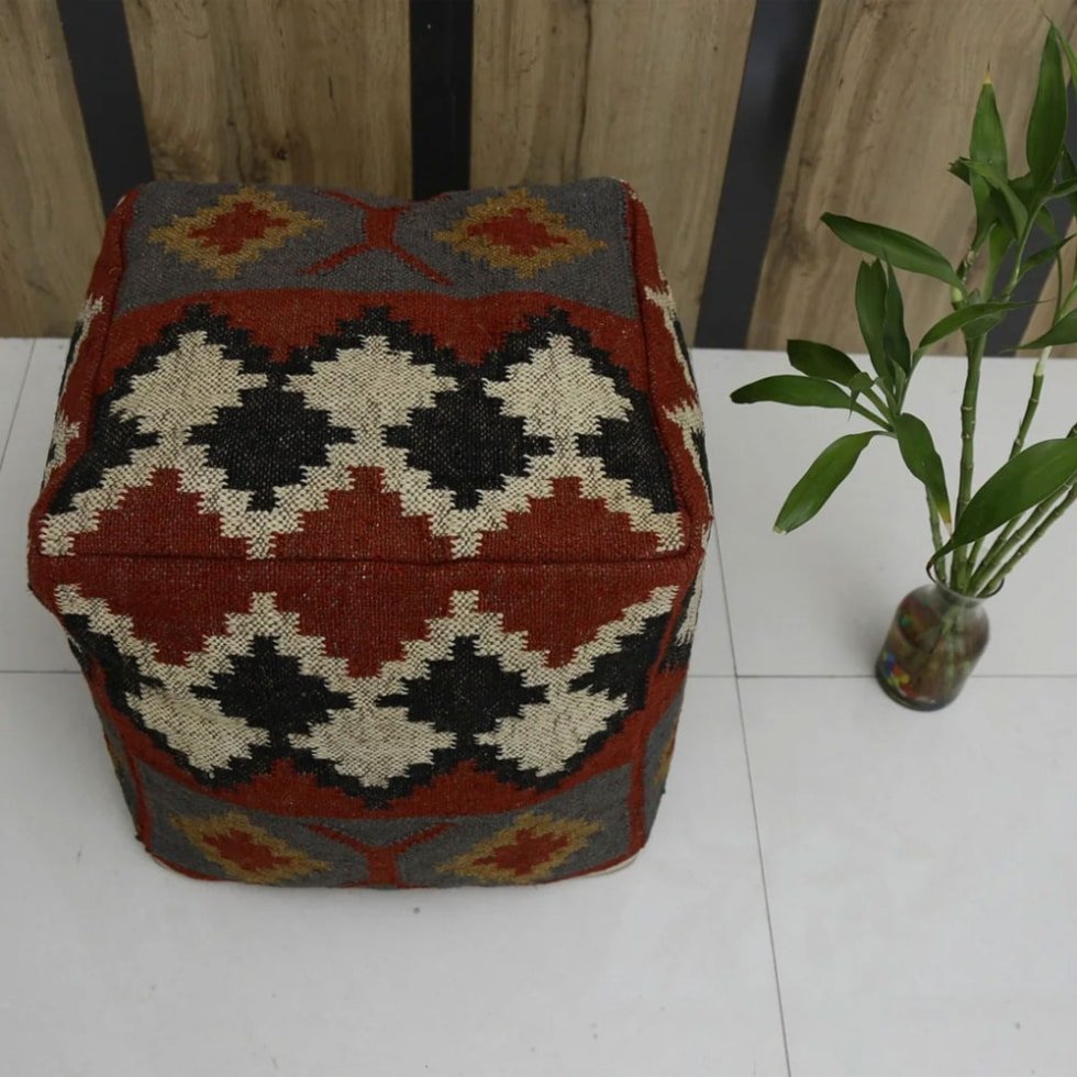 Vintage Kilim Pouf Överdrag Berber