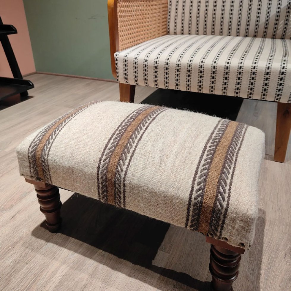 Ull rektangel kilim puff ottoman pall