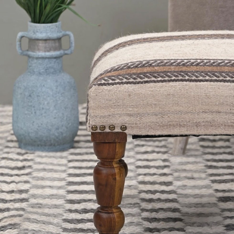 Ull rektangel kilim puff ottoman pall