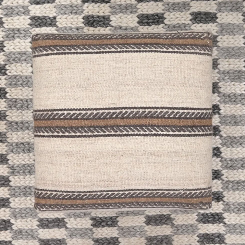 Ull fyrkantig kilim puff ottoman pall