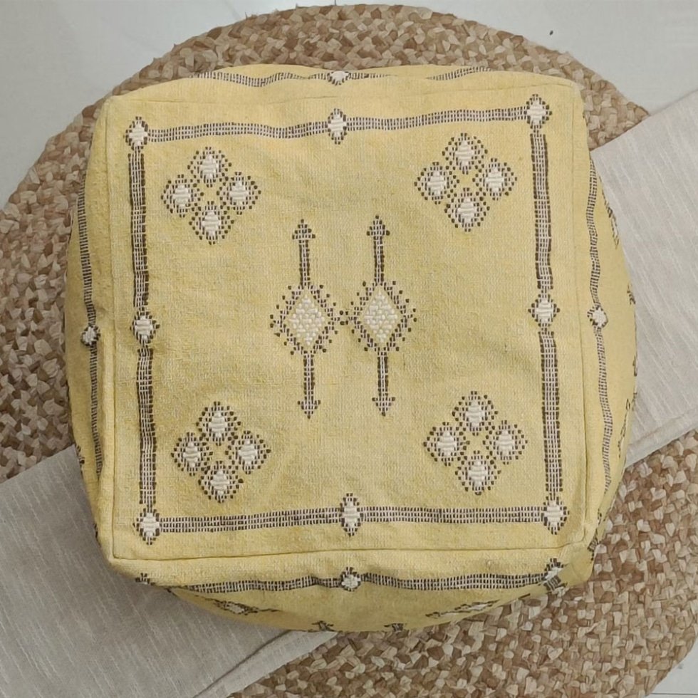Gul marockansk kelim puff