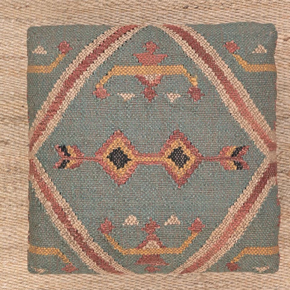 Liten grön kelim pall ottoman Liten grön kilim pall ottoman